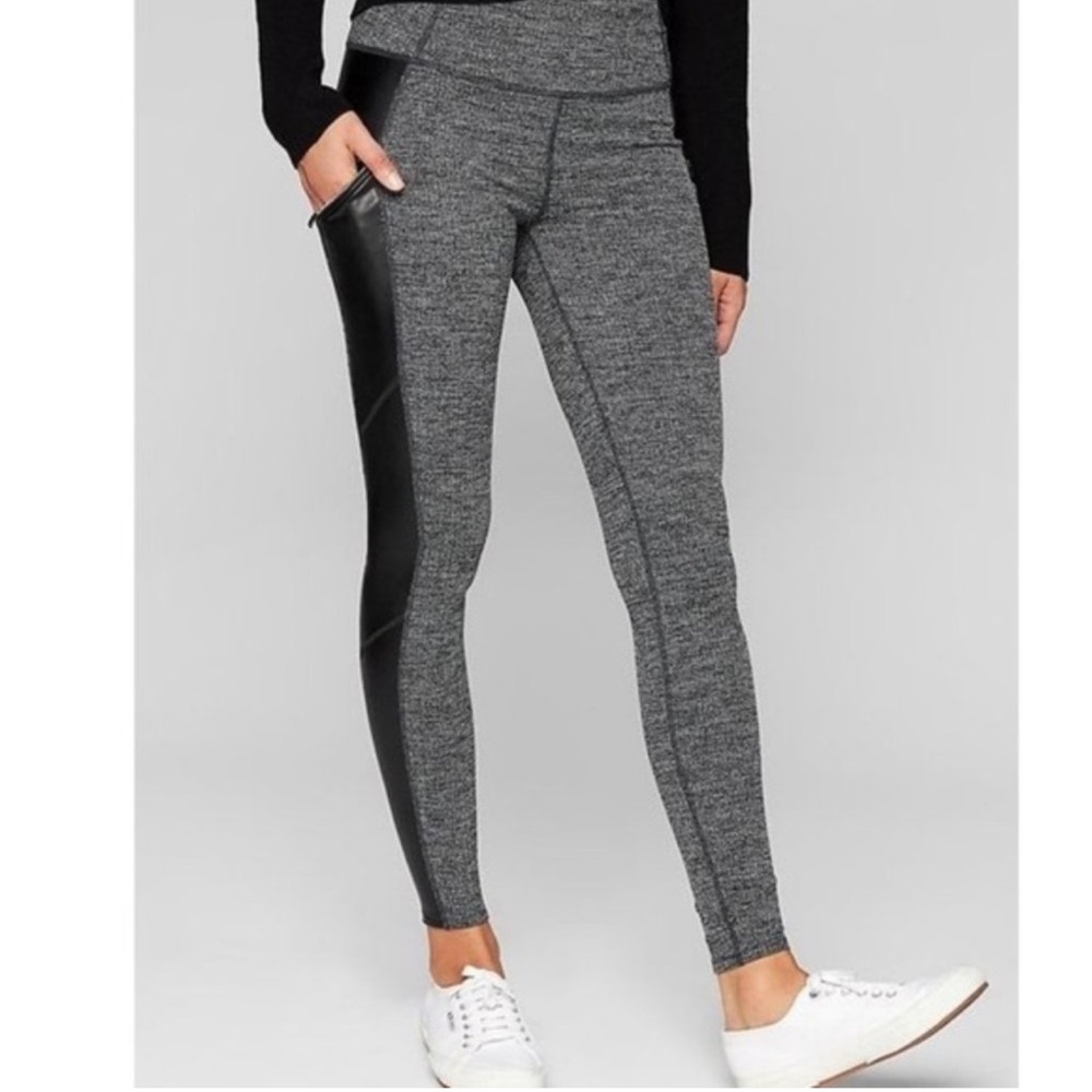 Athleta Medium Herringbone faux leather legging